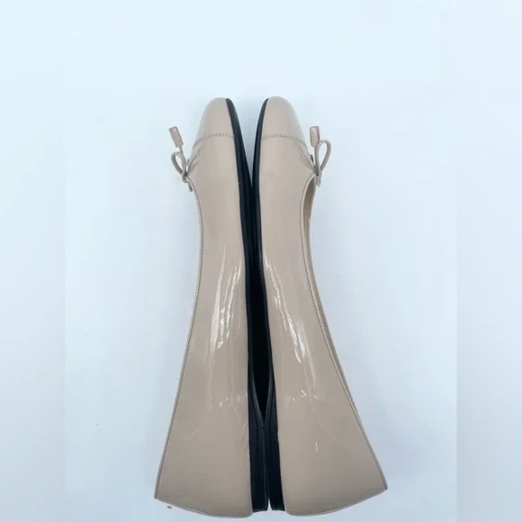 Prada Nude Patent leather silver logo embellished bowtie ballerina flats EU 41 - Picture 9 of 10
